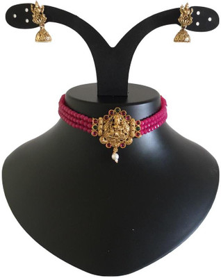 coloursful fashion Alloy Gold-plated Pink, Gold Jewellery Set(Pack of 1)
