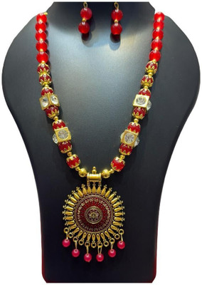 MODELFLUX Brass Gold, Red Jewellery Set(Pack of 1)