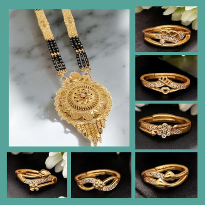 Hetshree Brass Gold-plated Gold, Multicolor Jewellery Set(Pack of 7)