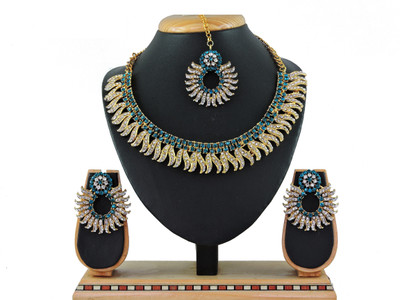 KAHAR CREATION Alloy Gold-plated Blue Jewellery Set(Pack of 1)
