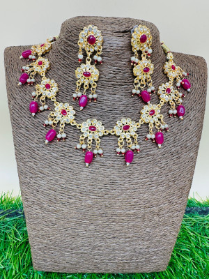 Dado sutho Brass Gold-plated Pink Jewellery Set(Pack of 3)