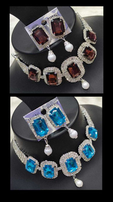 RAHUL TRADERS Alloy Gold-plated Bronze, Blue Jewellery Set(Pack of 2)