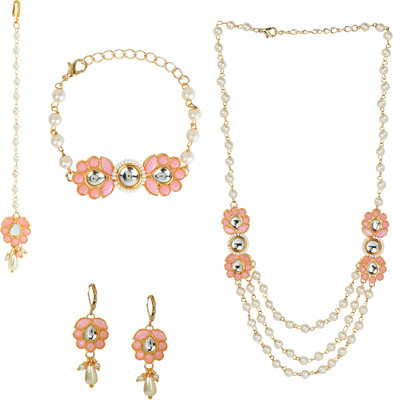 Asthetika Alloy Pink Jewellery Set(Pack of 5)