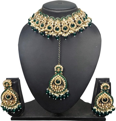 Zarmar fashion Stone Gold-plated Green Jewellery Set(Pack of 1)