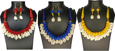 Loknath Handcraft Fabric Multicolor Jewellery Set(Pack of 3)