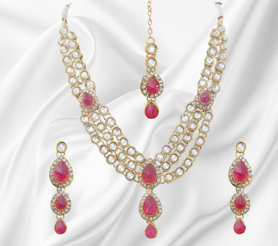 Chrishan Alloy Gold-plated Ruby Red Jewellery Set(Pack of 1)