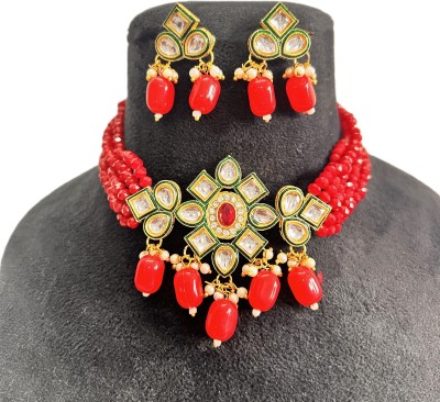 Mavliyan Exports Alloy Gold-plated Maroon, Red Jewellery Set(Pack of 2)