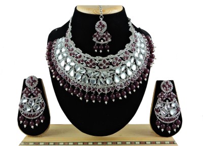 VATSALYA creation Alloy Gold-plated Maroon Jewellery Set(Pack of 1)