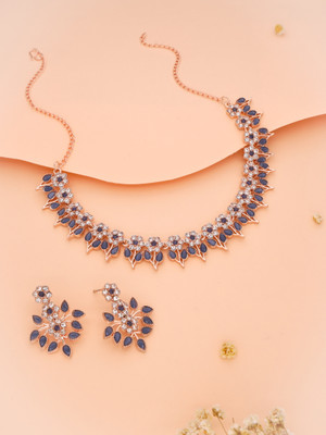 Alasca Brass Gold-plated Rose Gold, Blue, White Jewellery Set(Pack of 1)