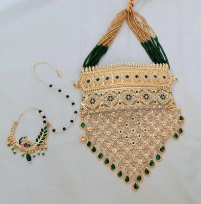 jevel Brass Gold-plated Green Jewellery Set(Pack of 2)