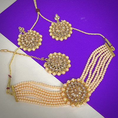 JEWERICHE IMITATION Alloy Gold Jewellery Set(Pack of 1)