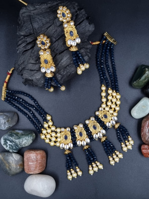 aarnaa Alloy Gold-plated Blue Jewellery Set(Pack of 1)