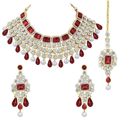 CATALYST Alloy Brass Maroon Jewellery Set(Pack of 1)