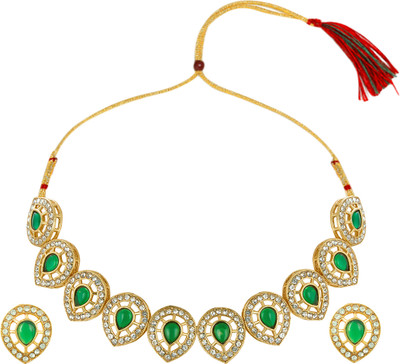 Oomph Alloy Gold-plated Green, Gold Jewellery Set(Pack of 2)