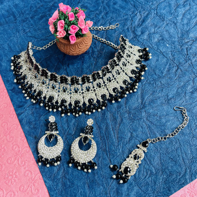 VATSALYA creation Alloy Gold-plated Black Jewellery Set(Pack of 3)