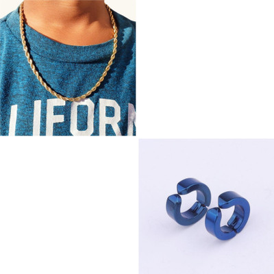 MAATRCHAAYA Stainless Steel Gold-plated, Sterling Silver Blue, Gold Jewellery Set(Pack of 2)