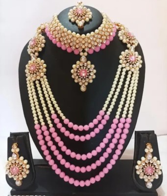 SHIVA Alloy Gold-plated Pink, Gold Jewellery Set(Pack of 4)