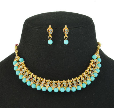 GEODE DELIGHT Alloy Gold-plated Turquoise Jewellery Set(Pack of 1)