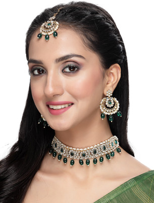 Sukkhi Alloy Gold-plated Green Jewellery Set(Pack of 4)