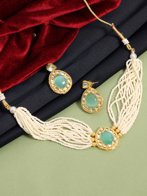 SAIYONI Alloy Gold-plated Green Jewellery Set(Pack of 1)