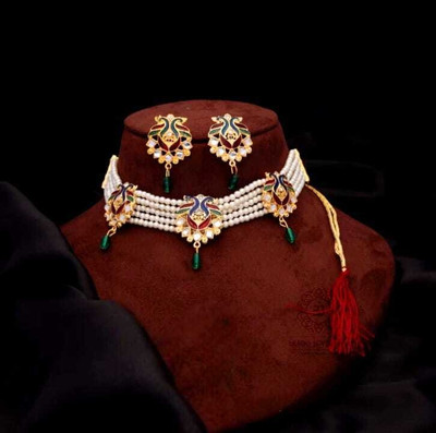 princey creation Brass Gold-plated Multicolor Jewellery Set(Pack of 1)