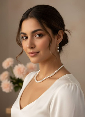 V.V. Sons Alloy Gold-plated White Jewellery Set(Pack of 1)