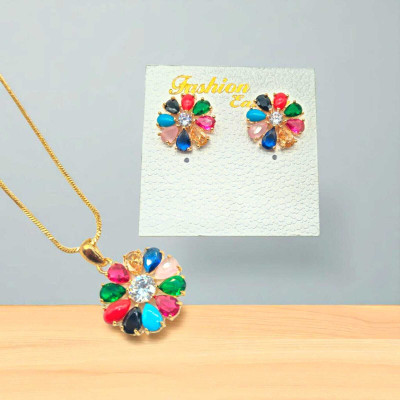 CREATIONADITII Brass Gold-plated Multicolor Jewellery Set(Pack of 1)