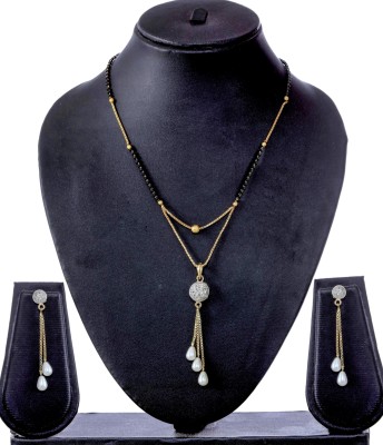 VADDORIYA SALES Brass Gold-plated Black, Silver Jewellery Set(Pack of 1)