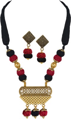 JFL - Jewellery for Less Copper Gold-plated Maroon Jewellery Set(Pack of 1)