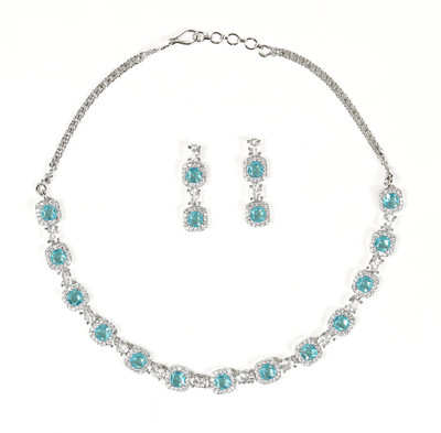 Tarak Traders Brass Rhodium Turquoise Jewellery Set(Pack of 1)