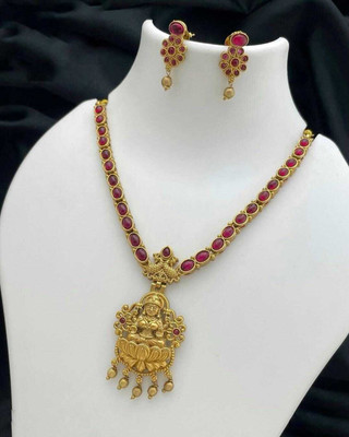 Joyful Alloy Gold-plated Red Jewellery Set(Pack of 1)