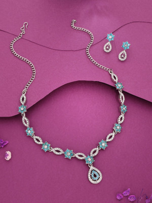 Dressberry Brass Gold-plated Silver, White, Blue Jewellery Set(Pack of 1)