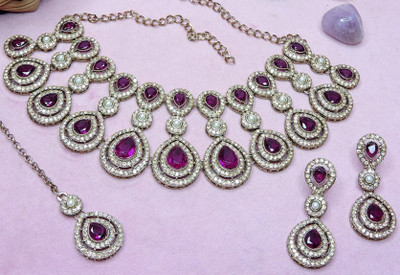VATSALYA creation Alloy Gold-plated Purple Jewellery Set(Pack of 1)