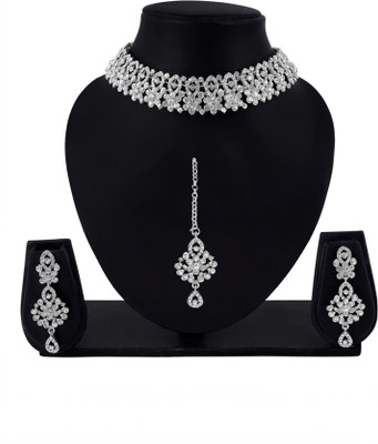 Rhymee Alloy Rhodium White Jewellery Set(Pack of 1)