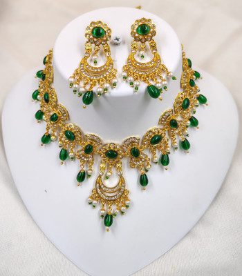 NIKYANKA Brass Gold-plated Gold, Green Jewellery Set(Pack of 3)