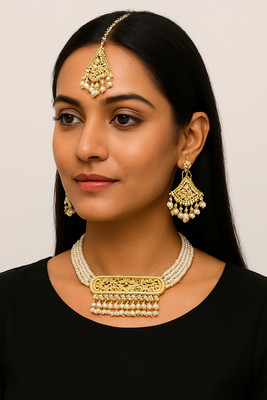 Pink Princess Alloy Gold-plated White Jewellery Set(Pack of 1)
