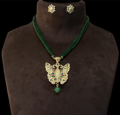 Pynk Fashion Brass Gold-plated Green Jewellery Set(Pack of 1)