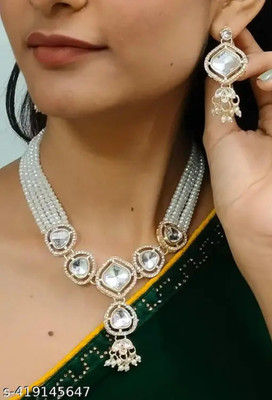 LatestArt Alloy White Jewellery Set(Pack of 2)