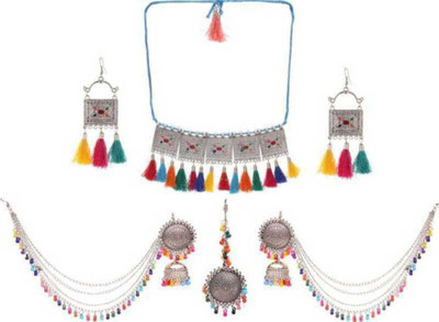 Ruhi Oxidised Silver Multicolor Jewellery Set(Pack of 1)