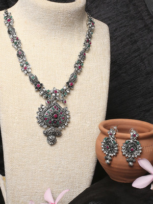 VATSALYA creation Alloy Gold-plated Ruby Red, Green Jewellery Set(Pack of 1)