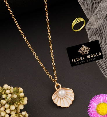 Jewel WORLD Brass, Alloy Gold-plated Gold, White Jewellery Set(Pack of 1)