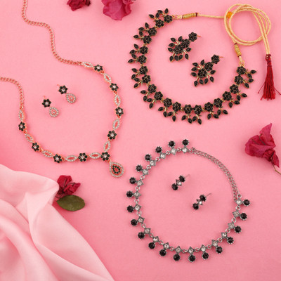 Sangria Brass Rose Gold, Gold, White, Silver Jewellery Set(Pack of 3)