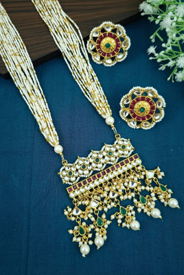 Om jewels Alloy Gold-plated Multicolor Jewellery Set(Pack of 1)