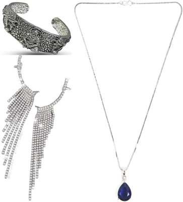 Aarav Creations Alloy Silver, Silver, Silver Jewellery Set(Pack of 1)