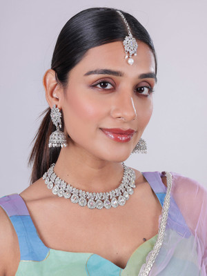 VATSALYA creation Alloy Silver Multicolor Jewellery Set(Pack of 1)