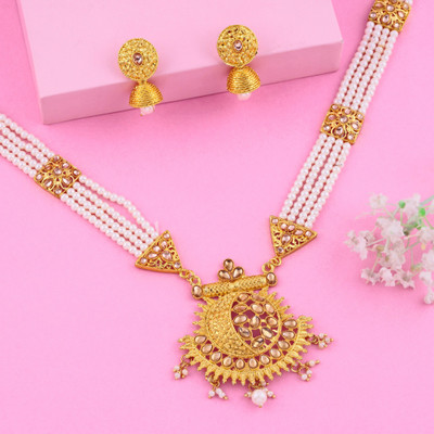 GehenabyEstele Alloy Gold-plated White Jewellery Set(Pack of 1)
