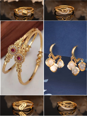 VEDDAA Brass Gold-plated Red, Silver Jewellery Set(Pack of 6)