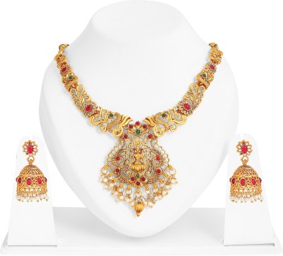 Rhymee Alloy Gold-plated Maroon, Green Jewellery Set(Pack of 1)