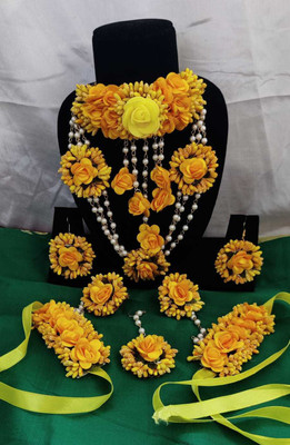 Paladiya Krafts Fabric, Paper Red, Yellow Jewellery Set(Pack of 4)