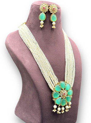 SatnamCreation Alloy Gold-plated Green Jewellery Set(Pack of 1)
